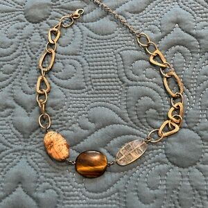 Gold and Stone Chain Link Necklace